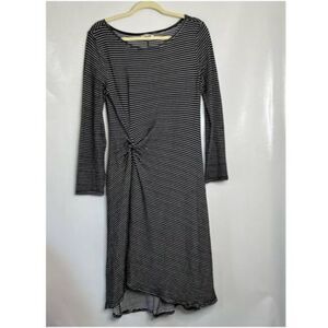 Max Studio Womens SZ M Striped‎ Long Sleeve Dress with Twist Detail Black White